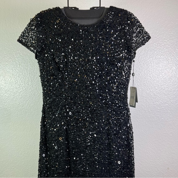 Adrianna Papell Women’s Scoop Back Sequin Black Long Dress  Gown Size 8 - Picture 4 of 16